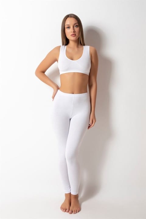 Pamuklu Kumaş Esnek Yüksek Bel Tayt Donex 1465