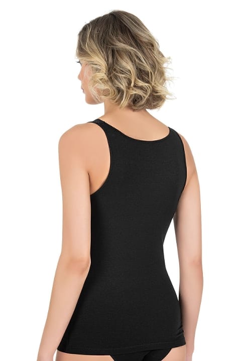 Dantel Detaylı Kalın Askılı Pamuklu Kadın Atlet Özkan 25591 - Siyah