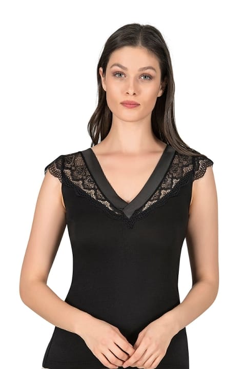 Pamuklu Modal Saten Yaka Dantel Kadın Atlet Özkan 25430