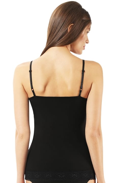 Dantel Detaylı İnce Askılı Pamuklu Kadın Atlet Özkan 22795 - Siyah