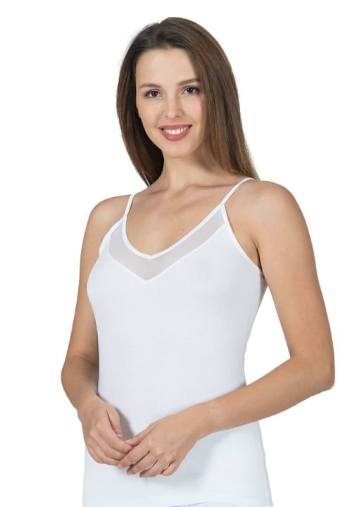 Pamuklu Modal İnce Askılı Kadın Atlet Özkan 22813 - Beyaz
