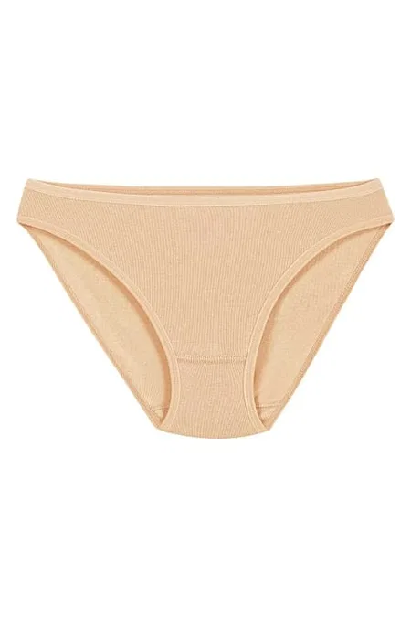 Yüksek Bel Pamuklu Bikini Külot 6'lı Paket Yıldız 2124 - Ten