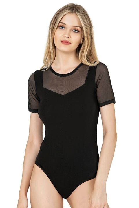 Pamuklu Tül Detaylı Kancalı Body Özkan 26830 - Siyah