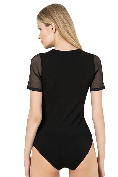 Pamuklu Tül Detaylı Kancalı Body Özkan 26830 - Siyah