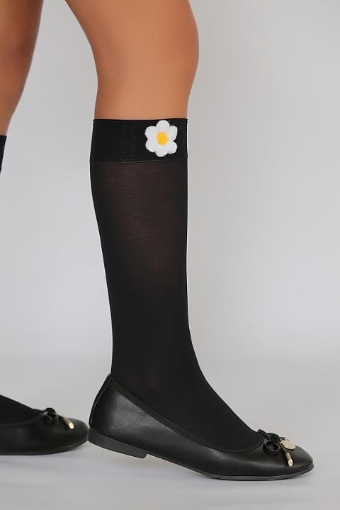 Kaydırmaz Tabanlı Pamuklu Çocuk Dizaltı Çorap Daymod 2242022 - Siyah