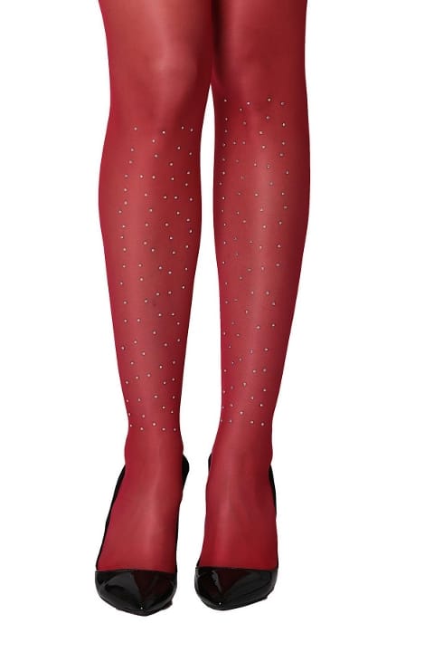 Dantelli Taşlı Jartiyer Çorap Kadın Daymod 1324001 - Kırmızı