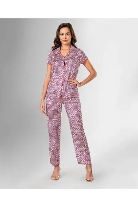Leopar Desenli Kısa Kollu Pijama Takımı Ahu 1815 - Pembe