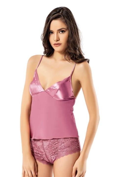 Pembe Leopar Desenli Üçlü Saten Babydol Şort Takımı Ahu 1737 - Pembe