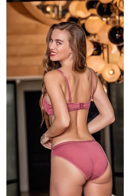 Pembe Tam Destekli Sütyen ve Slip Külot Takım Gallipoli MGP31221 - Pembe