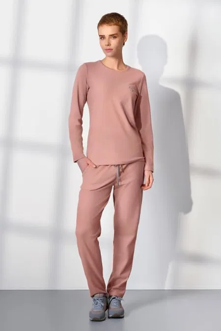 Uzun Kollu Leopar Desenli Kadın Pijama Takımı Doreanse 25K4041 - Pembe