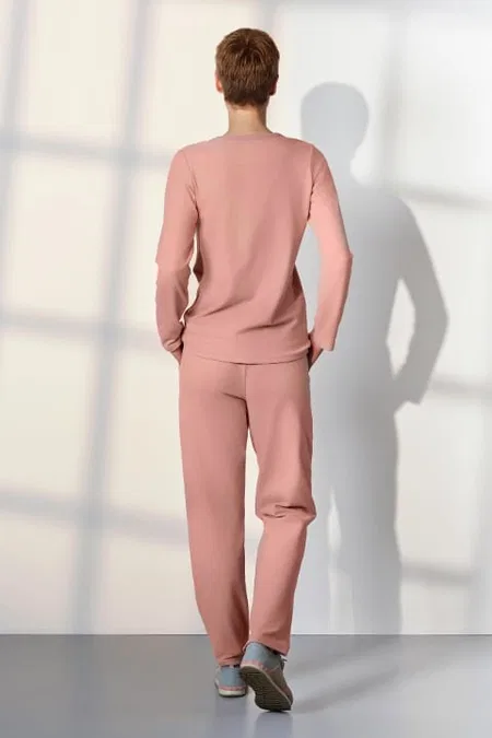 Uzun Kollu Leopar Desenli Kadın Pijama Takımı Doreanse 25K4041 - Pembe
