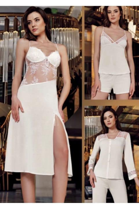 Penye Kumaşlı Gelin Çeyiz Altılı Gecelik Takım İmaj 9170 - 2