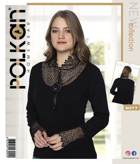 Dantel Detaylı Uzun Kollu Body Siyah Polkan 2077 - 2