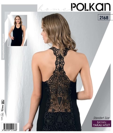 Dantel Detaylı İnce Askılı Kadın Atlet Polkan 2168