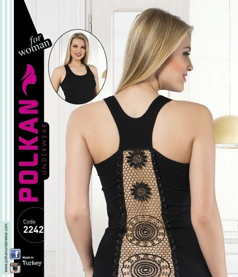 Güpür Detaylı Kalın Askılı Kadın Atlet Polkan 2242