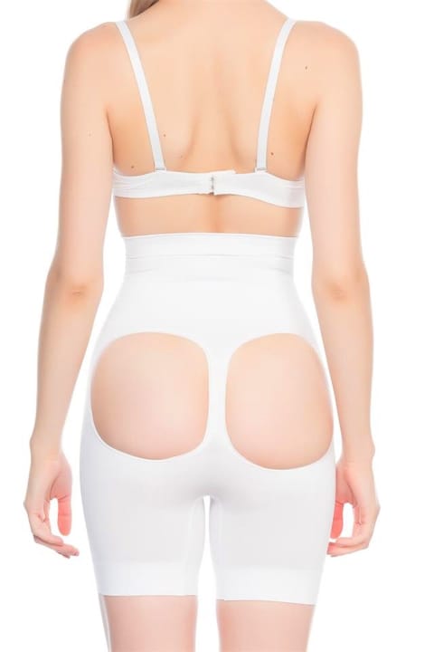 Dikişsiz Yüksek Bel Korse Popo Açık Paca Pera Fitol 8009 - Beyaz