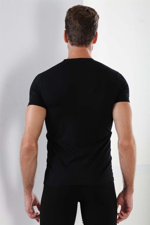 Pamuklu O Yaka Erkek Atlet Siyah Arma Yıldız 1004 - Siyah