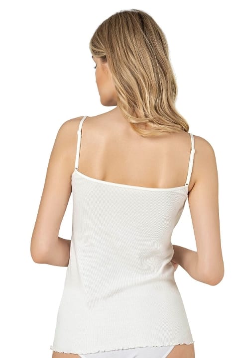 Dantelli İp Askılı Esnek Viskon Kadın Atlet Özkan 26956 - Ekru