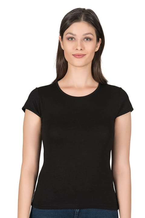 Yüksek Pamuklu Rahat Kısa Kollu T-shirt Özkan 7123 - Siyah