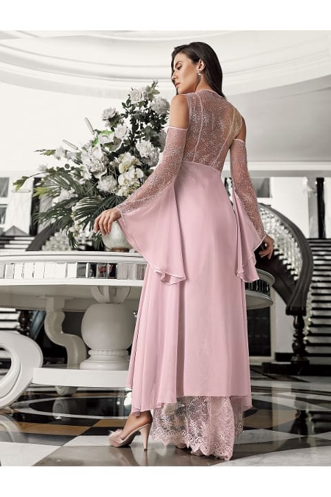 Saten Dantelli Transparan Gecelik Takımı İmaj 3204 - 2