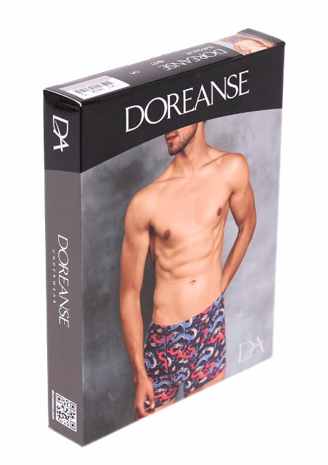 Pamuklu Esnek Bel Lastiği Renkli Ejderha Desenli Boxer Doreanse 1857 - Lacivert