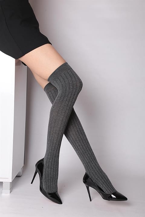 Rib Viskon Dizüstü Çorap Daymod 1321011 - Gri