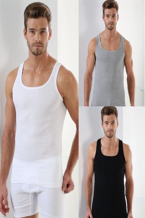 Pamuk Ribana 3’lü Paket Erkek Atlet Arma Yıldız 1007 - Görsel