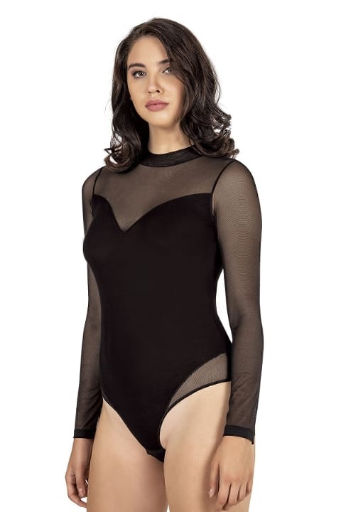 Tül Detaylı Uzun Kollu Body Somon Özkan 25633