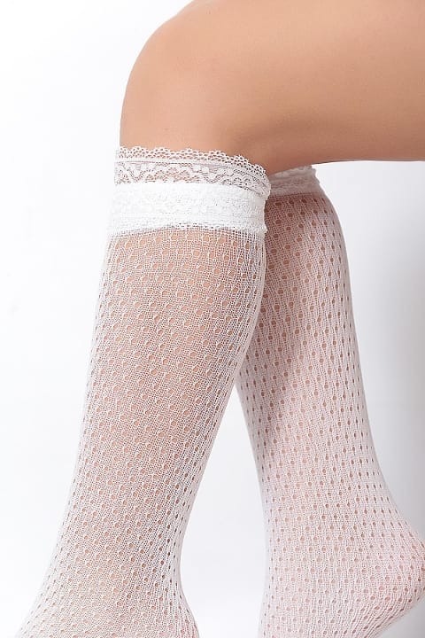 Dantelli Beyaz Çocuk Dizaltı Çorap Daymod 2243001 - Beyaz