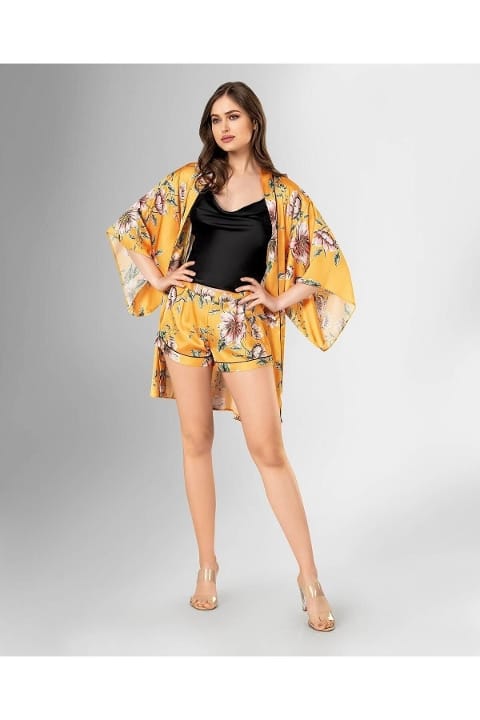 Çiçek Desenli Pamuklu 3'lü Şort Takım Ahu 1848