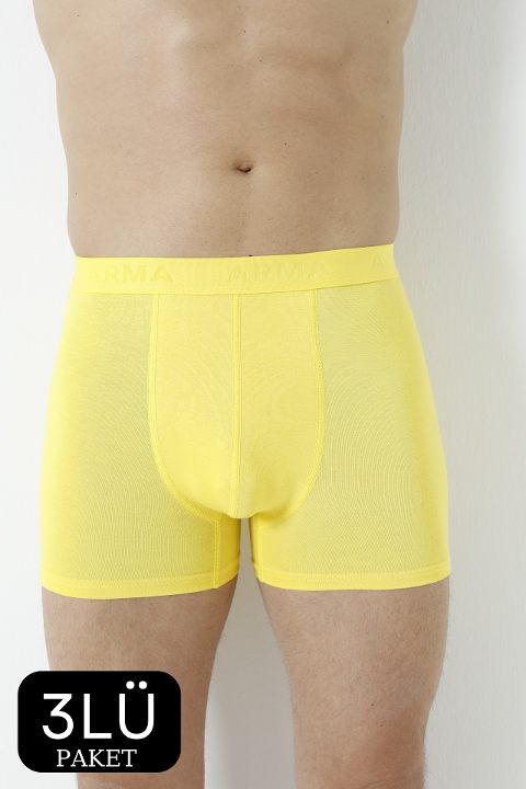 Pamuklu Sarı Erkek Bambu Boxer 3'lü Paket Arma Yıldız 1172 - Sarı