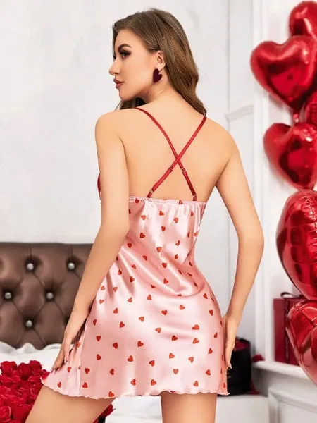 Saten Dantelli Tek Parça Body Pembe Pink Night 3701 - Pembe