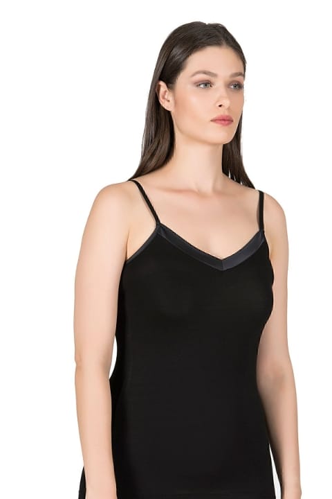 Esnek İnce Askılı Viskon Kadın Atlet Özkan 25217 - Siyah