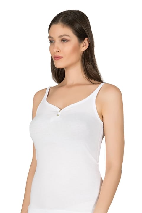 İnce Askılı Pamuklu Modal Kadın Atlet Özkan 22164 - Beyaz