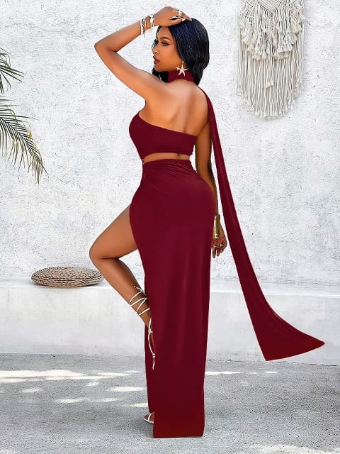 Bordo Uzun Kadın Elbise Fantezi Kostüm Pink Night 5547 - Bordo