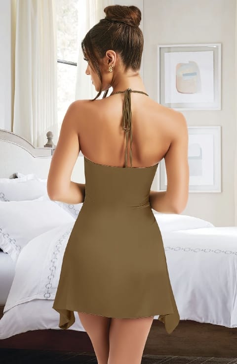 Kahverengi Fuşya Fantezi Kostüm Elbise Pink Night 4410 - 2