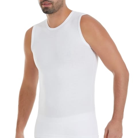 Pamuklu Modal Ribana Kesim Erkek Atlet Yıldız 75 - Beyaz