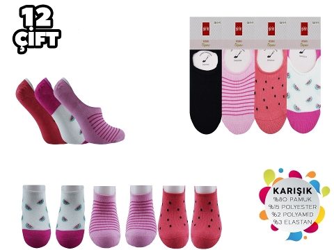 Dikişsiz Silikonlu Pamuk Babet Çorap Şirin 4022