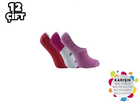 Dikişsiz Silikonlu Pamuk Babet Çorap Şirin 4022 - Asorti