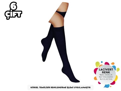Lacivert Yün Akrilik Kadın Diz Altı Çorap Şirin 5110 - Lacivert