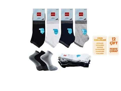 Pamuklu Ter Emici Erkek Patik Çorap Seti Şirin 7010