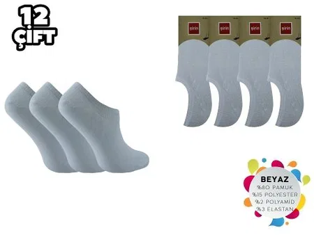 Düşük Denye Kapalı Kadın Penye Babet Çorap Şirin 7027 - Beyaz