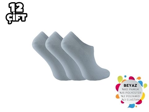 Düşük Denye Kapalı Kadın Penye Babet Çorap Şirin 7027 - Beyaz