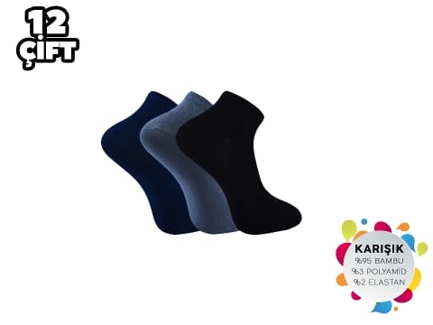 Dikişsiz Antibakteriyel Bambu Patik Çorap Seti Şirin 7035 - Asorti