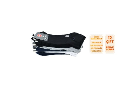 Dikişsiz Pamuklu Ter Emici Erkek Patik Çorap Seti Şirin 7090 - Asorti