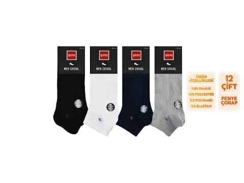 Dikişsiz Pamuklu Ter Emici Erkek Patik Çorap Seti Şirin 7090 - 2