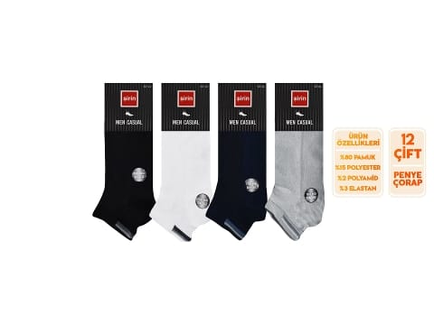 Dikişsiz Pamuklu Ter Emici Erkek Patik Çorap Seti Şirin 7090 - 2
