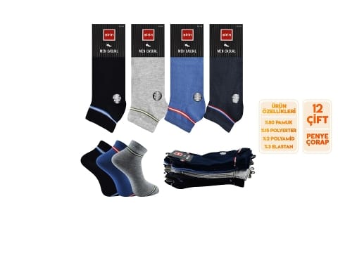 Dikişsiz Yüksek Pamuk Oranı Erkek Patik Çorap Şirin 7090