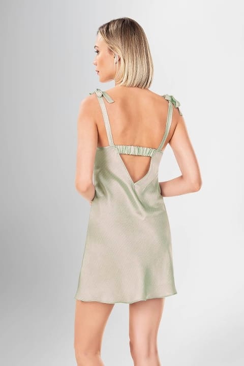 Sırt Dekolteli Kısa Sabahlık Gecelik Takımı Lila Ahu 1951 - 2