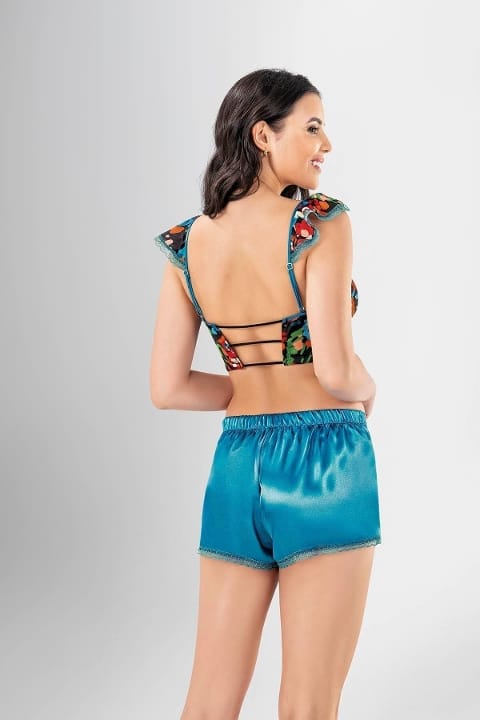 Sırt Dekolteli Büstiyer 3'lü Şort Takım Sarı Ahu 1935 - 2